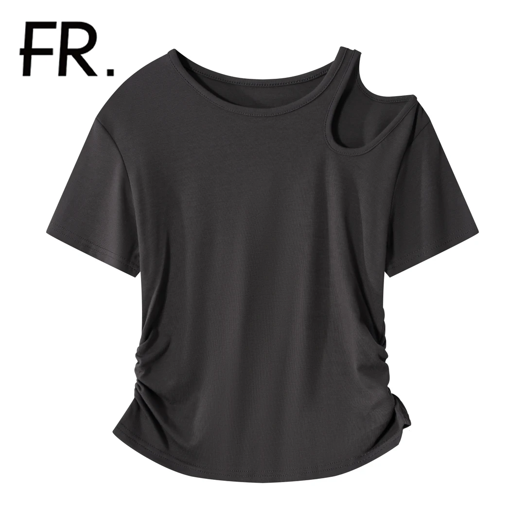 凡人优品女士夏季宽松不规则T恤T225XS