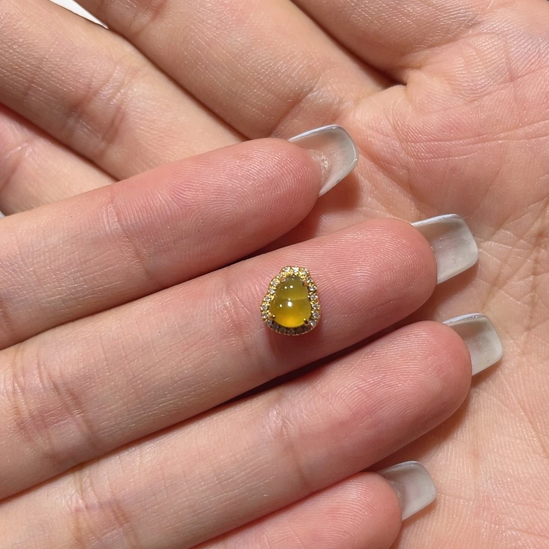 吊坠(不含链)18K金镶嵌翡翠