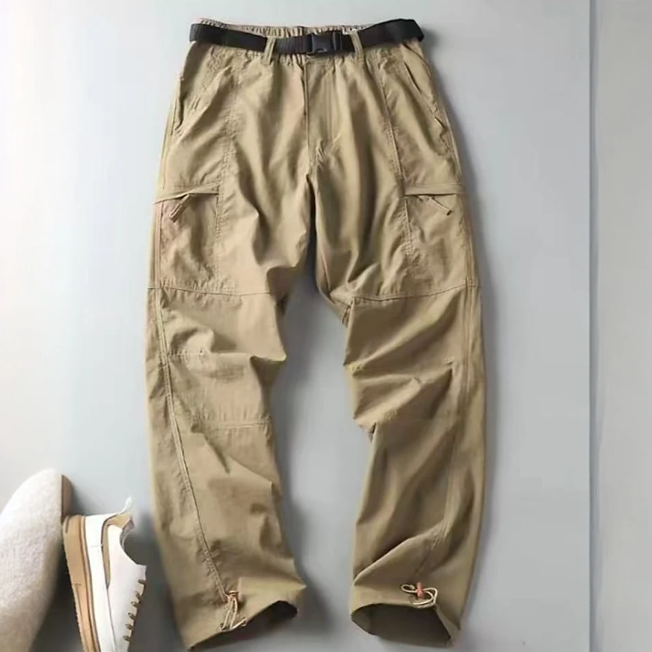 （夏季速干新款）新款防风防水户外直筒速干休闲裤多袋工装男