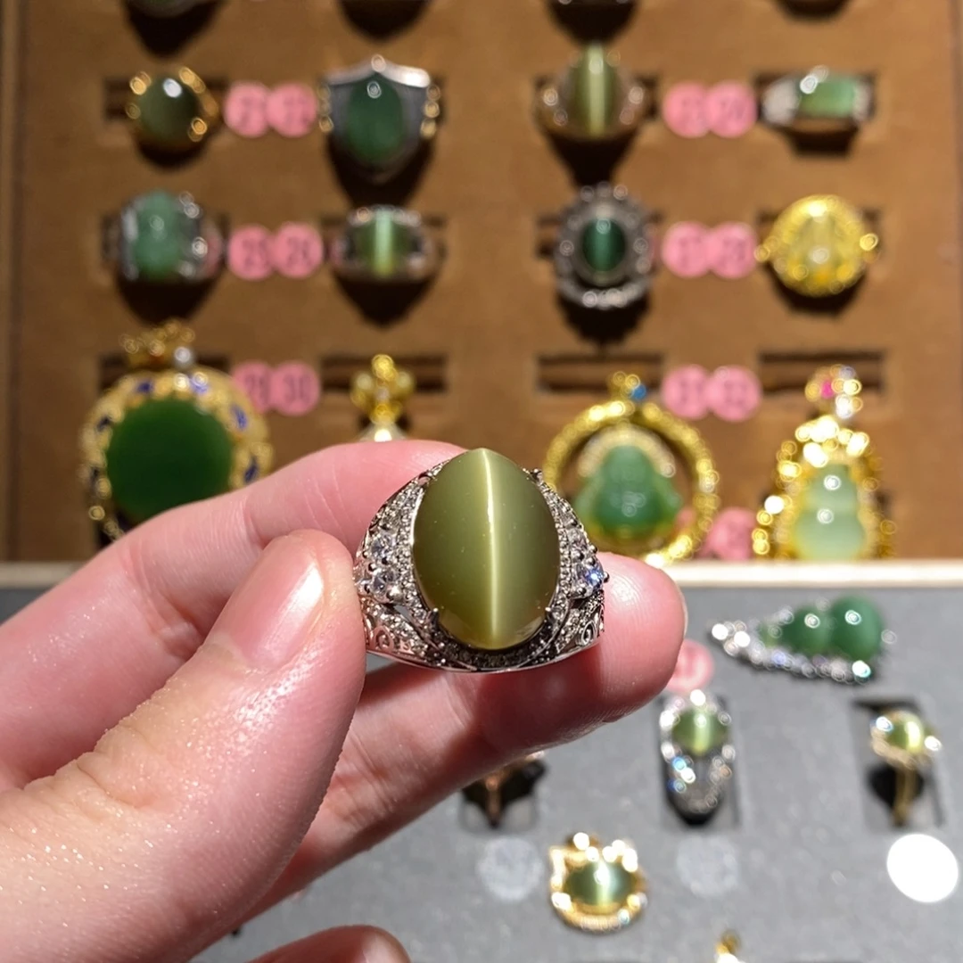 和田玉银S925镶嵌戒指