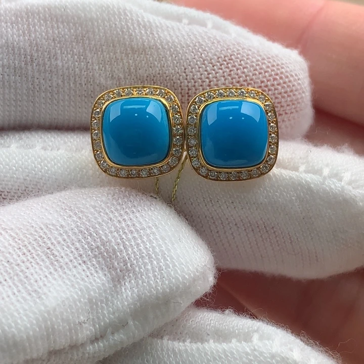 绿松石18K金镶嵌珠宝奇石