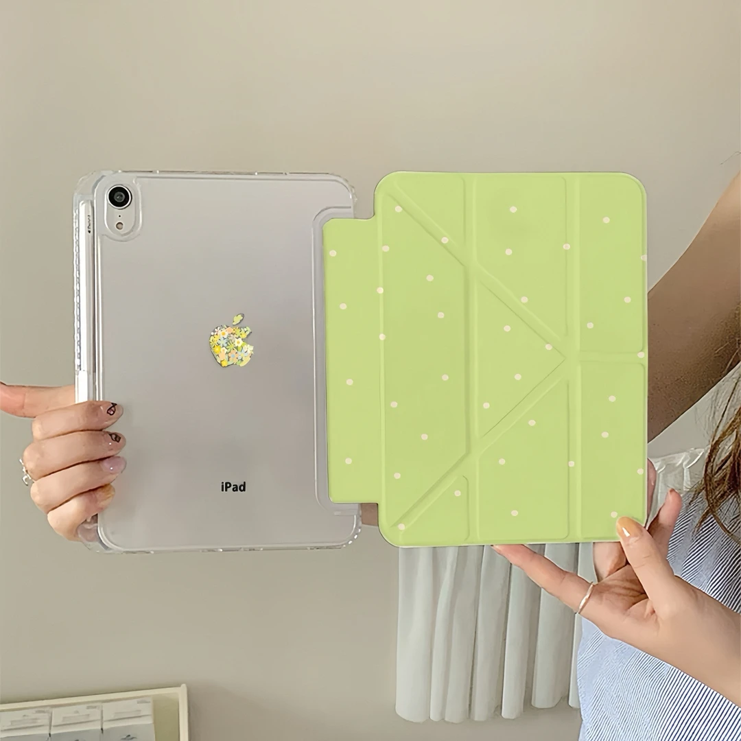 简约绿色波点air6保护壳Y型iPad9平板保护壳苹果iPad11平板套防弯