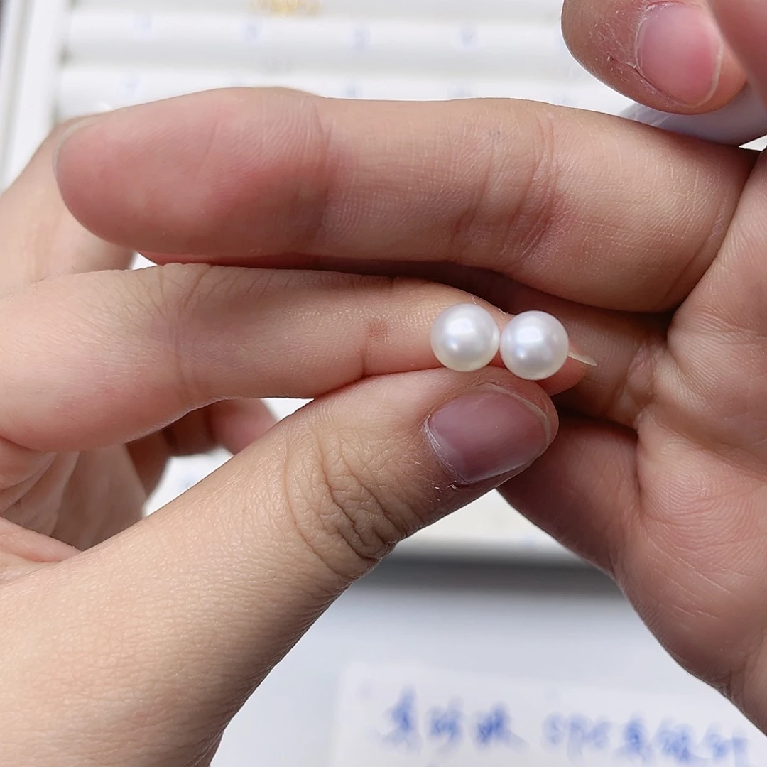 淡水珍珠耳饰银S925镶嵌@****^