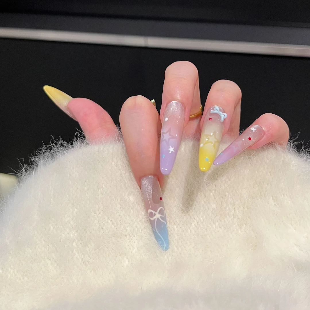 【多巴胺谜语】纯手工光疗穿戴甲气质高级感温柔美甲