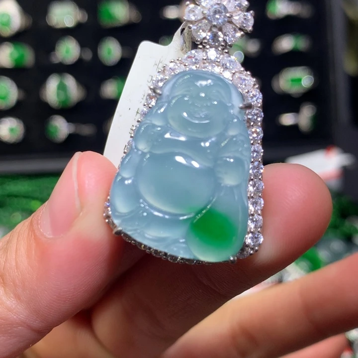 【闪购商品】翡翠颈饰银S925镶嵌天然翡翠