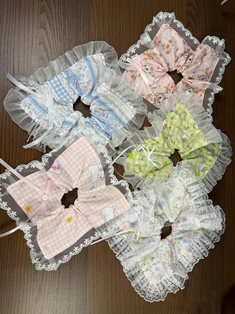 对对碰拆拆乐《重工纯手作工作室》发圈甜美方巾超大卡通可爱蕾丝款