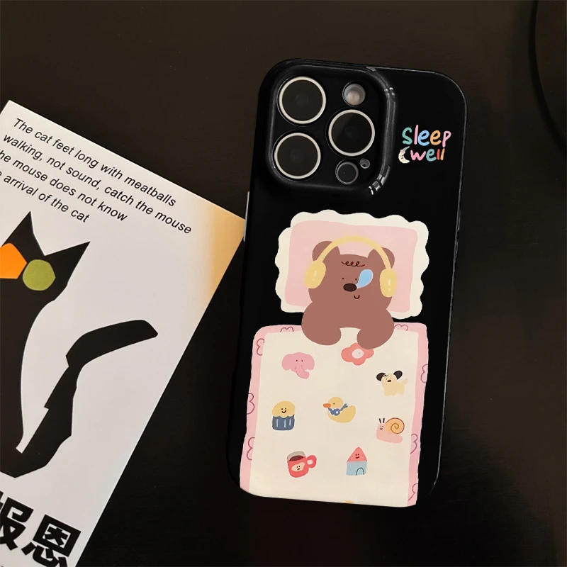 晚安小熊菲林软壳适用苹果17promax手机壳16华为vivo小米oppo荣耀