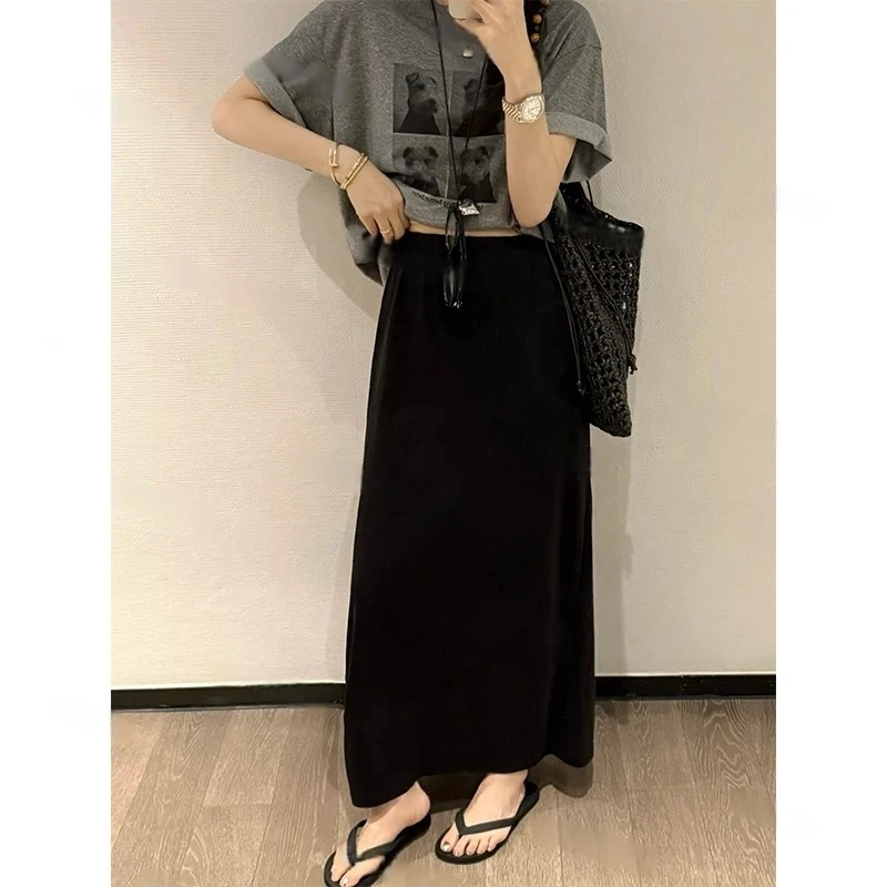 【空调纸片裙】松紧腰垂感显瘦长裙半身裙