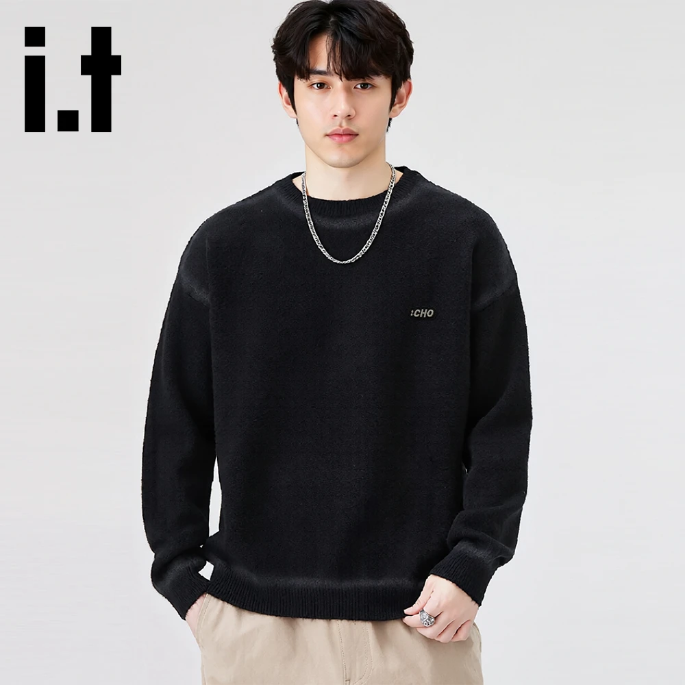 it:CHOCOOLATE2025秋冬季新款套头毛衣男士宽松百搭拼色保暖上衣