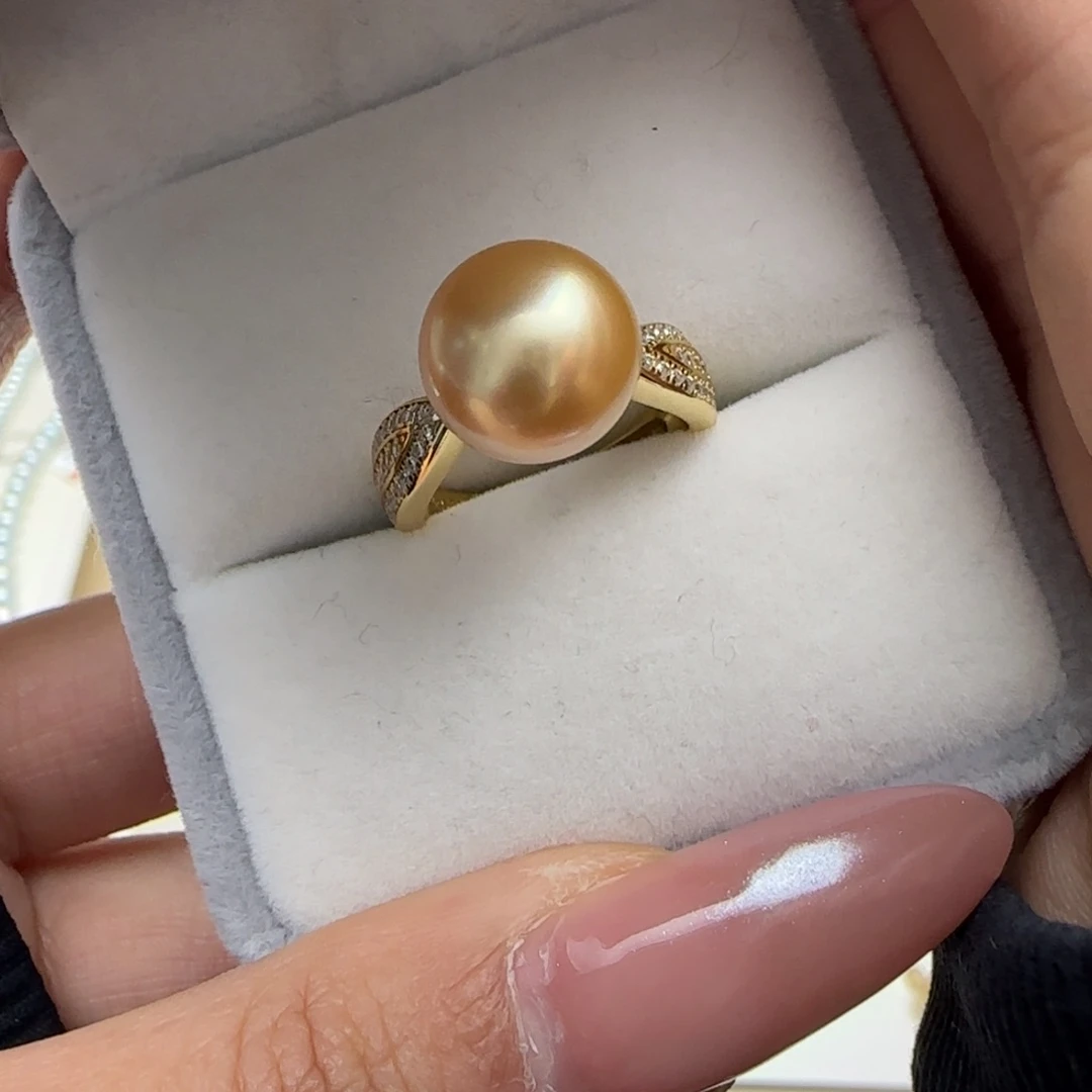 海水珍珠戒圈银S925镶嵌