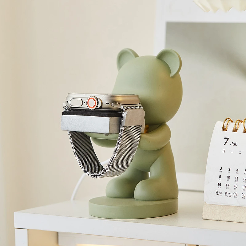 哇屋原创设计抹茶熊iwatch苹果applewatch手表充电底座支架s8摆件