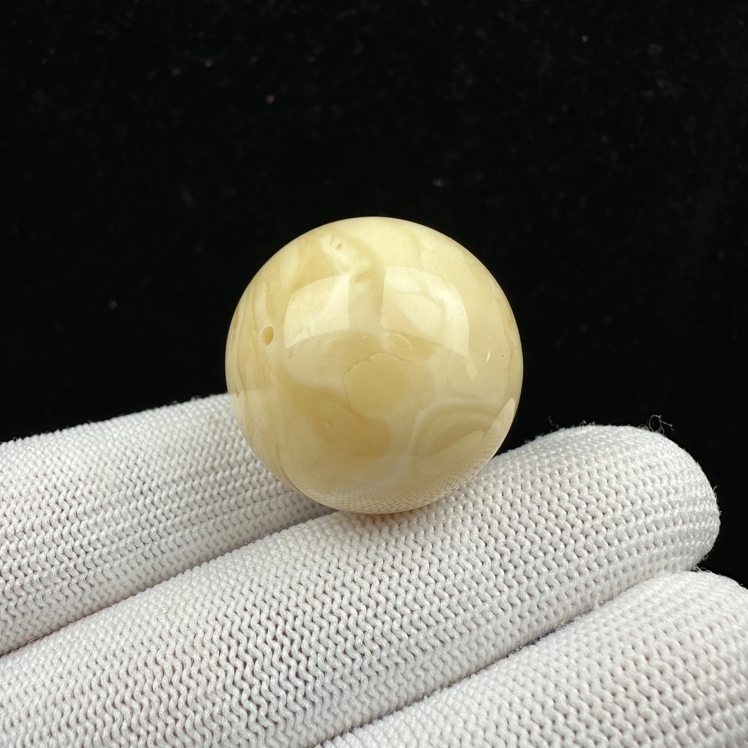 B6768天然原矿俄料蜜蜡 瓷蜡妖花单珠 26.6mm10.4g抖音基地质检发