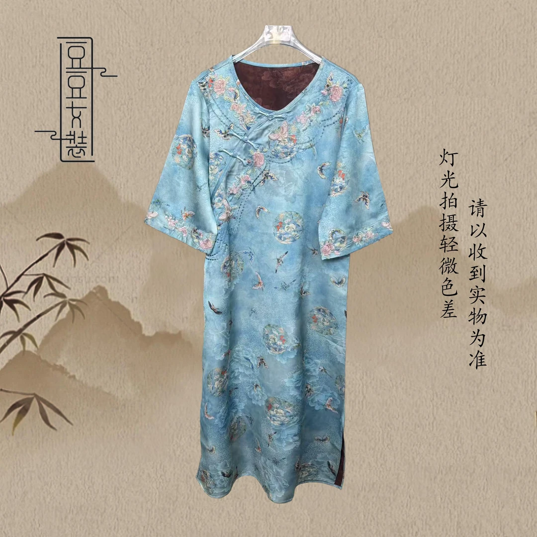 【伊人】国风新中式斜襟款时尚夏季气质连衣裙SW1806