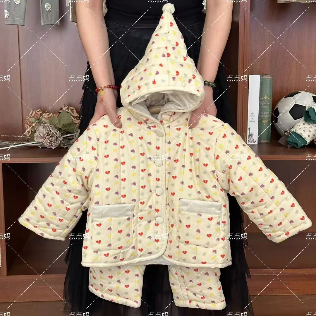 依瑄妈可外穿三层加绒加厚儿童睡衣棉服套装2113