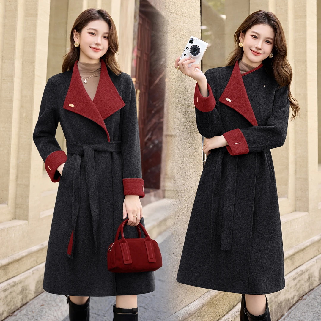 轻奢高端双面羊绒大衣女中长款2025秋冬新款羊毛修身气质毛呢外套