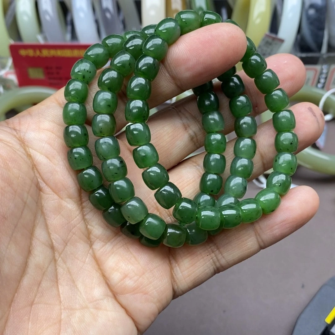 和田玉手串未镶嵌卡8