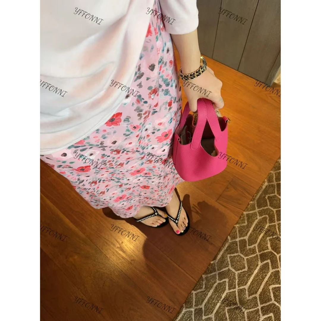 【YFONI】定制樱花松紧腰百搭半裙