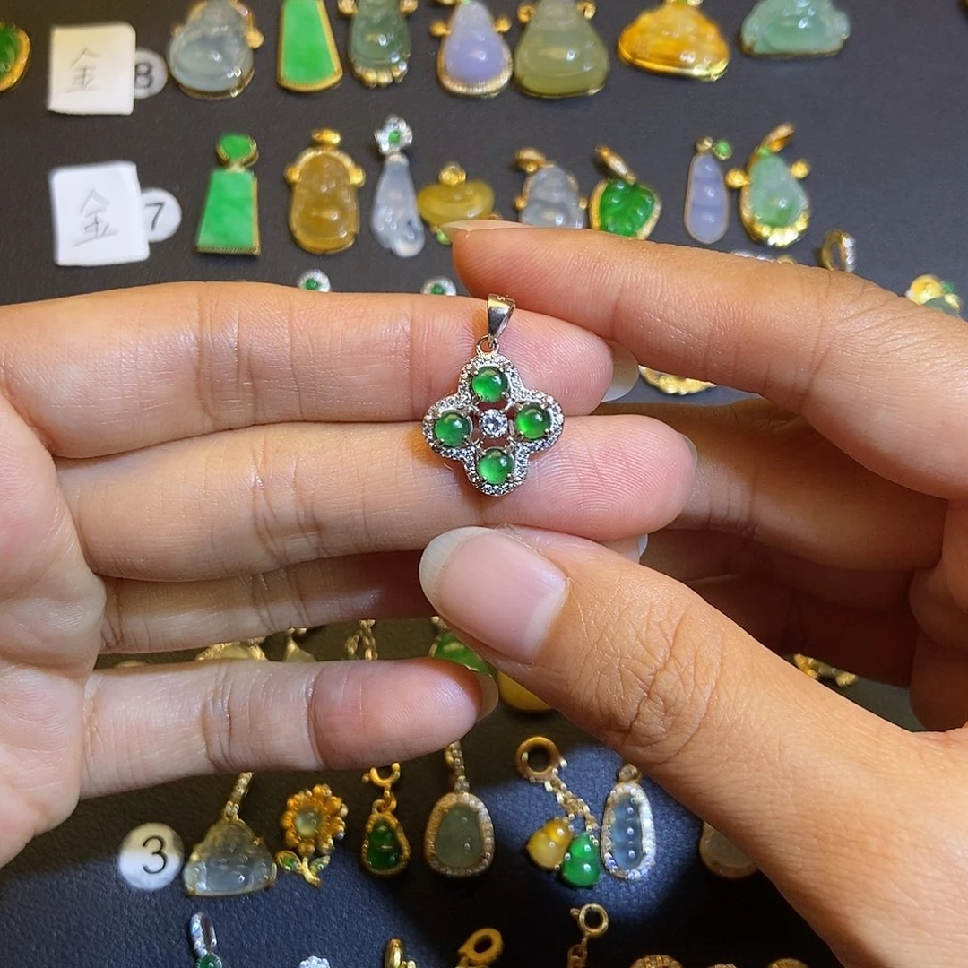 翡翠银S925镶嵌吊坠(不含链)