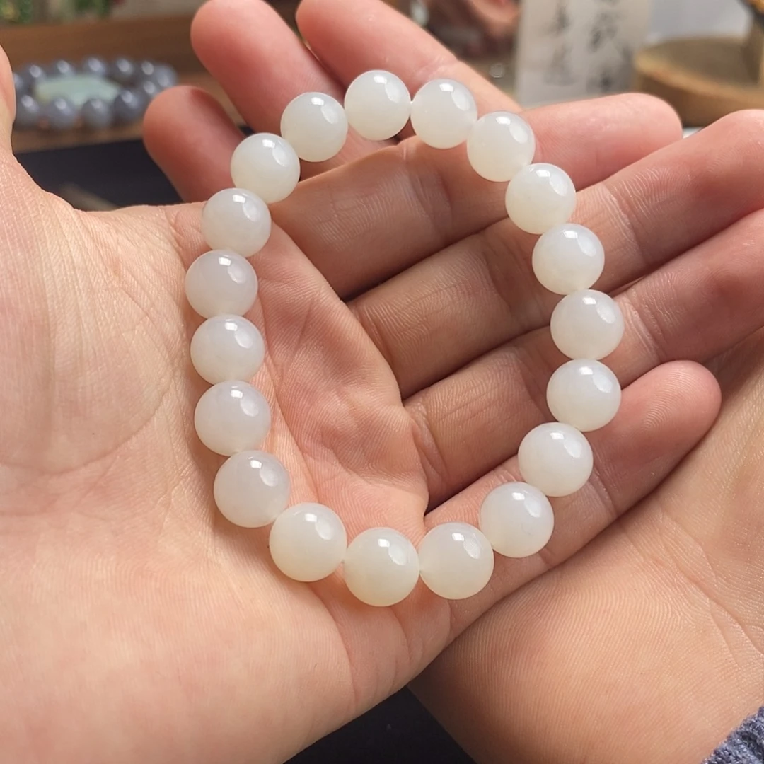 和田玉手串未镶嵌且末天泰白玉单圈