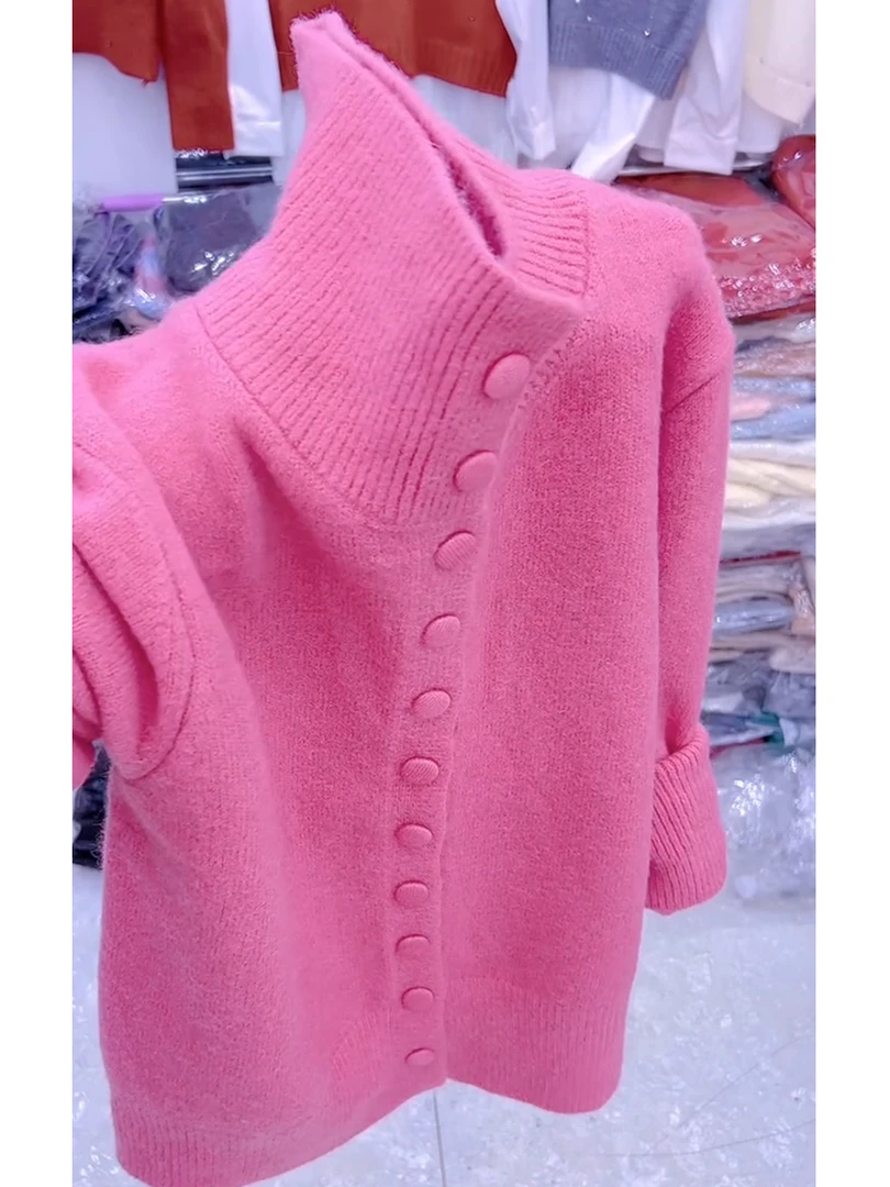 2025秋冬新款立领针织毛衣外套女韩系慵懒风软糯保暖显瘦开衫上衣