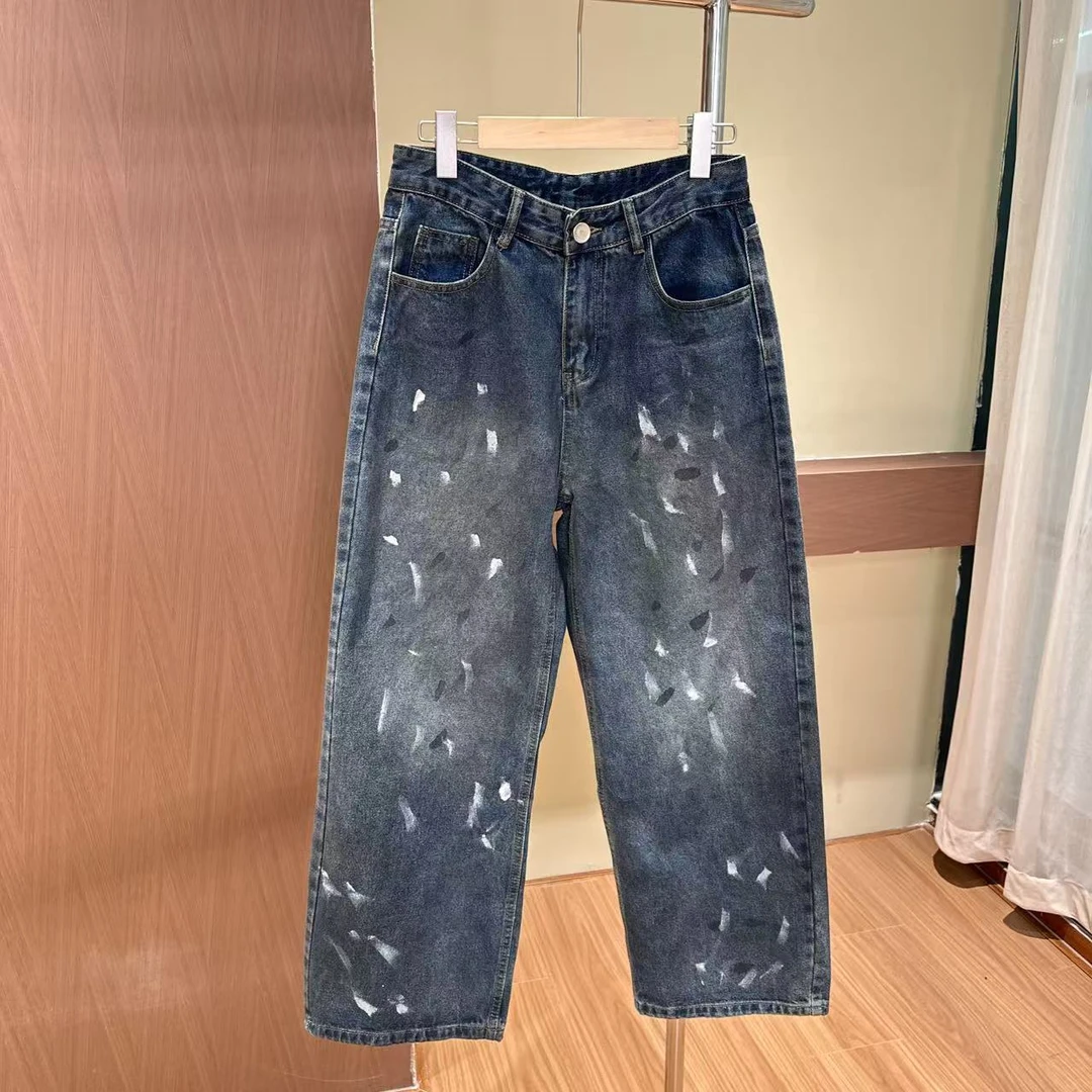 个性泼墨脏脏宽松直筒牛仔裤 90017 DM24F516