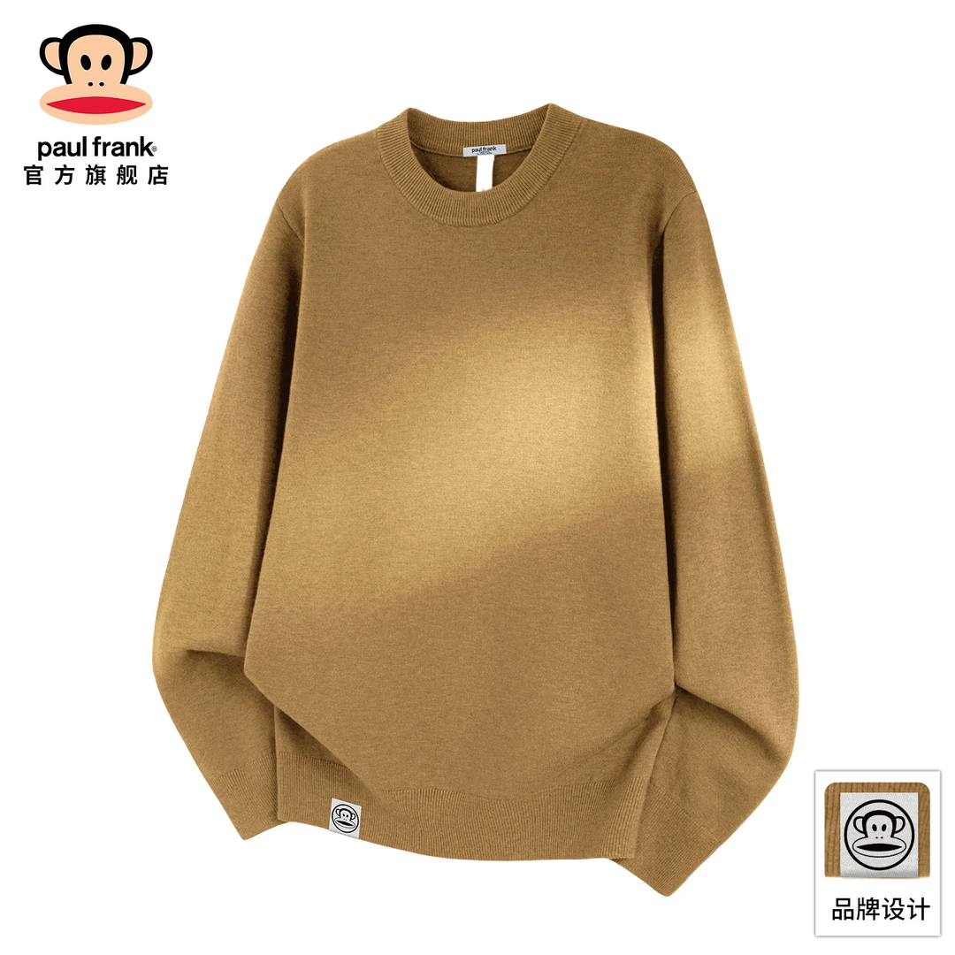 PaulFrank/大嘴猴秋季新款美式基础圆领毛衣男复古休闲宽松针织衫