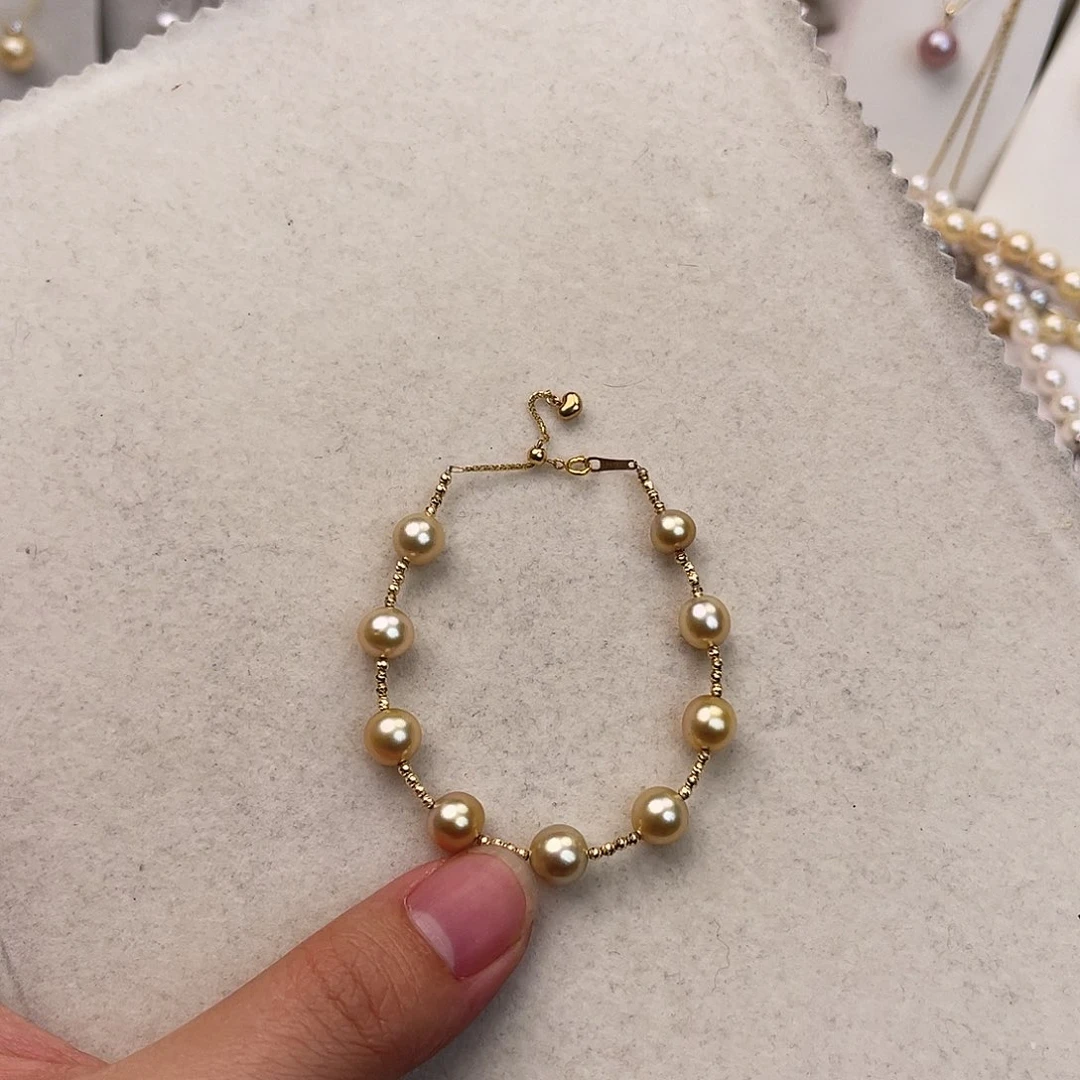 18K金镶嵌手链海水珍珠
