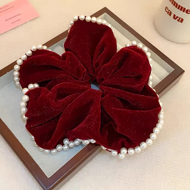 法式优雅丝绒气质大肠发圈女高级感扎发皮筋高低马尾发绳4090