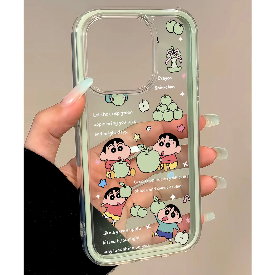 可爱青苹果小新适用iPhone16苹果13promax/15手机壳14新款12/11套