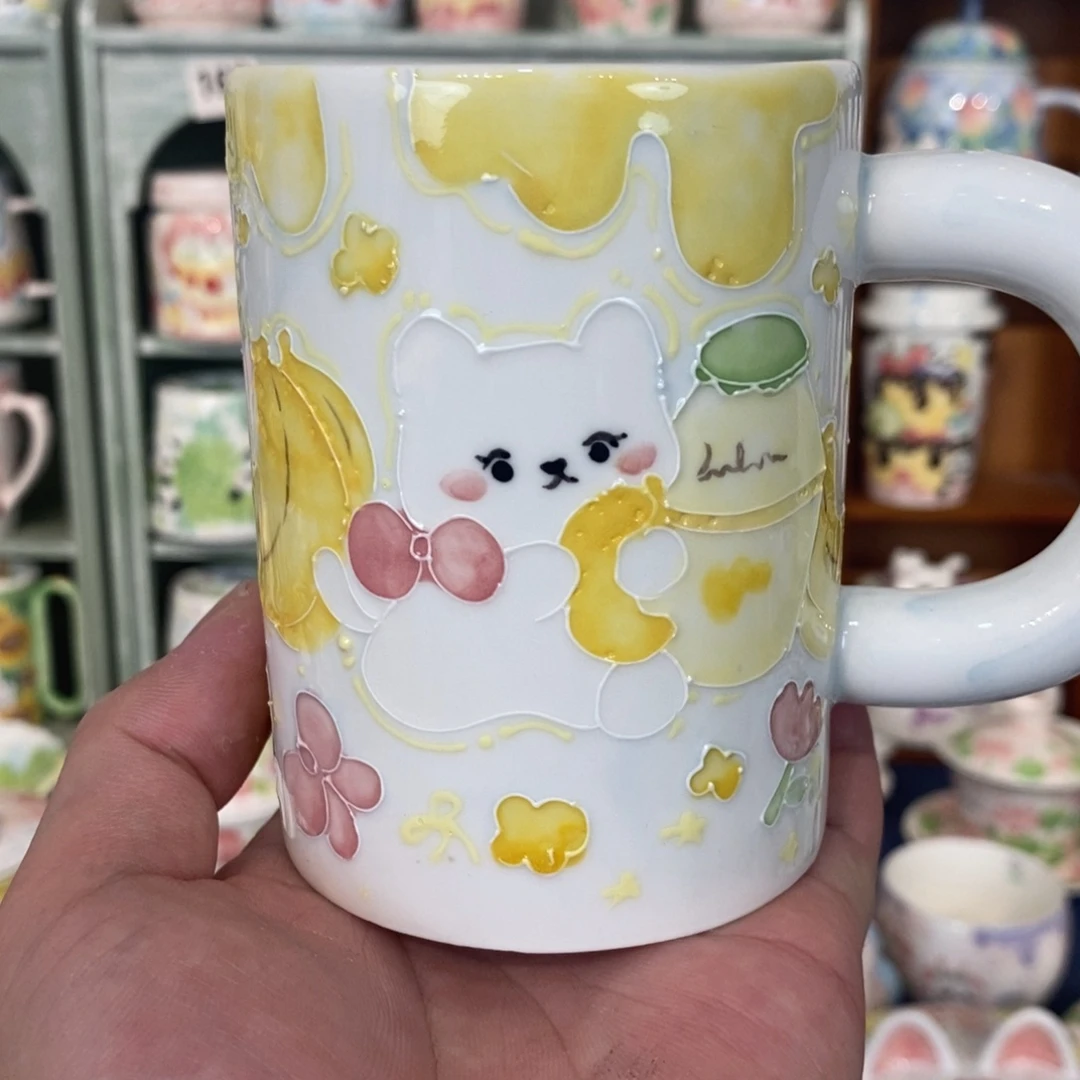 瓷片香蕉小猫马克杯微瑕