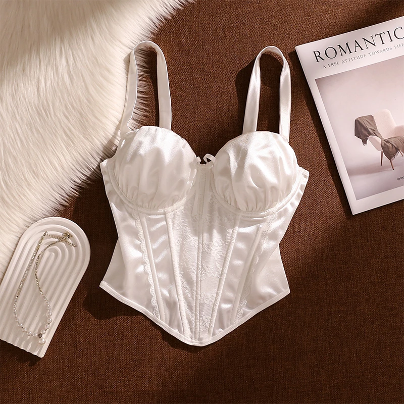 纯欲风蕾丝鱼骨吊带背心女夏季新款性感辣妹束腰显瘦无袖抹胸上衣