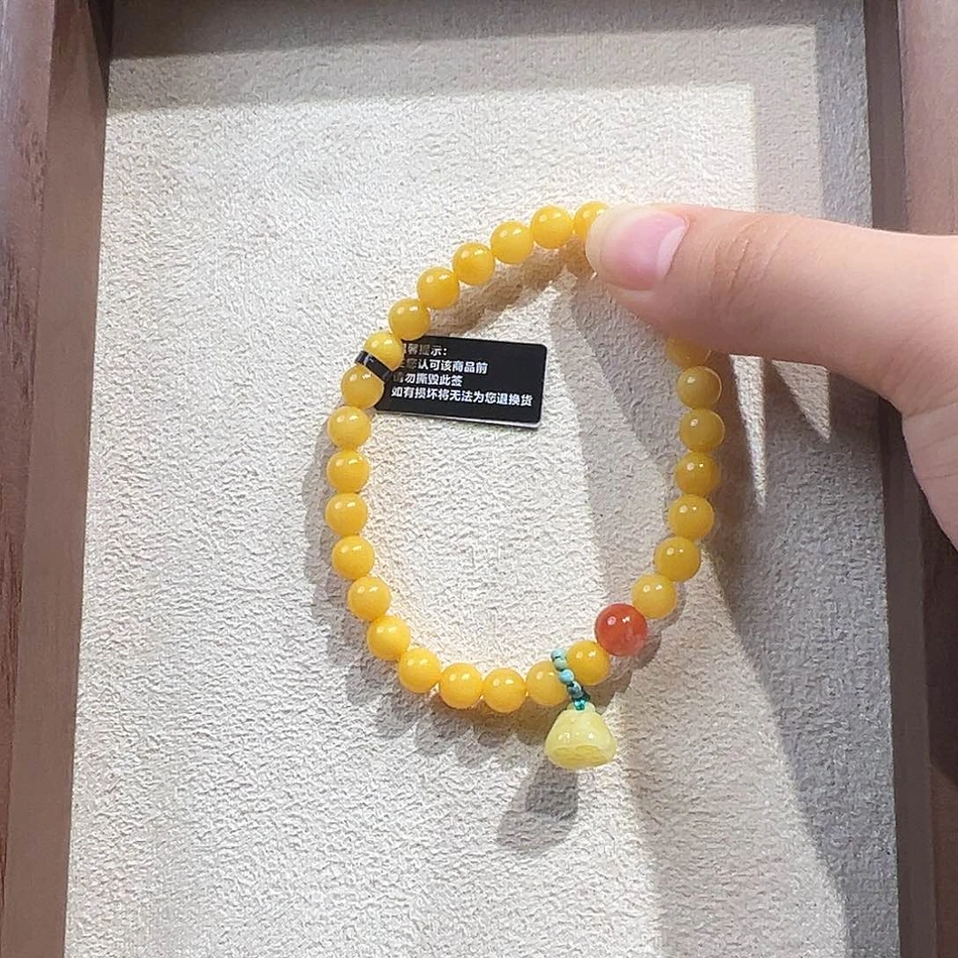 未镶嵌蜜蜡手链6.4mm蜜蜡手串