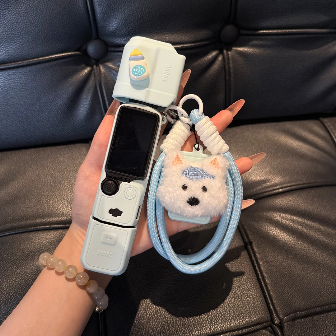 可爱毛绒西高地大疆保护壳pocket3保护套云台相机硅胶防磕碰配件