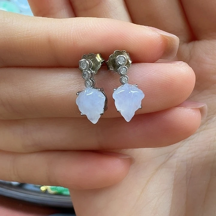 翡翠未镶嵌颈饰枫叶耳钉