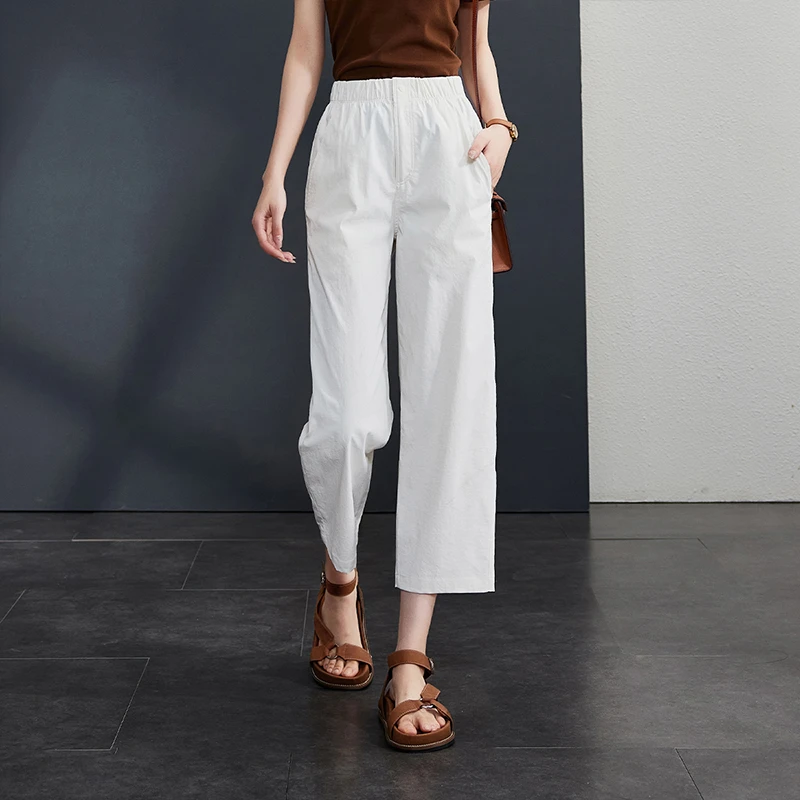 索菲丝尔2025夏季新款时尚高腰显瘦薄款百搭直筒休闲裤女521235