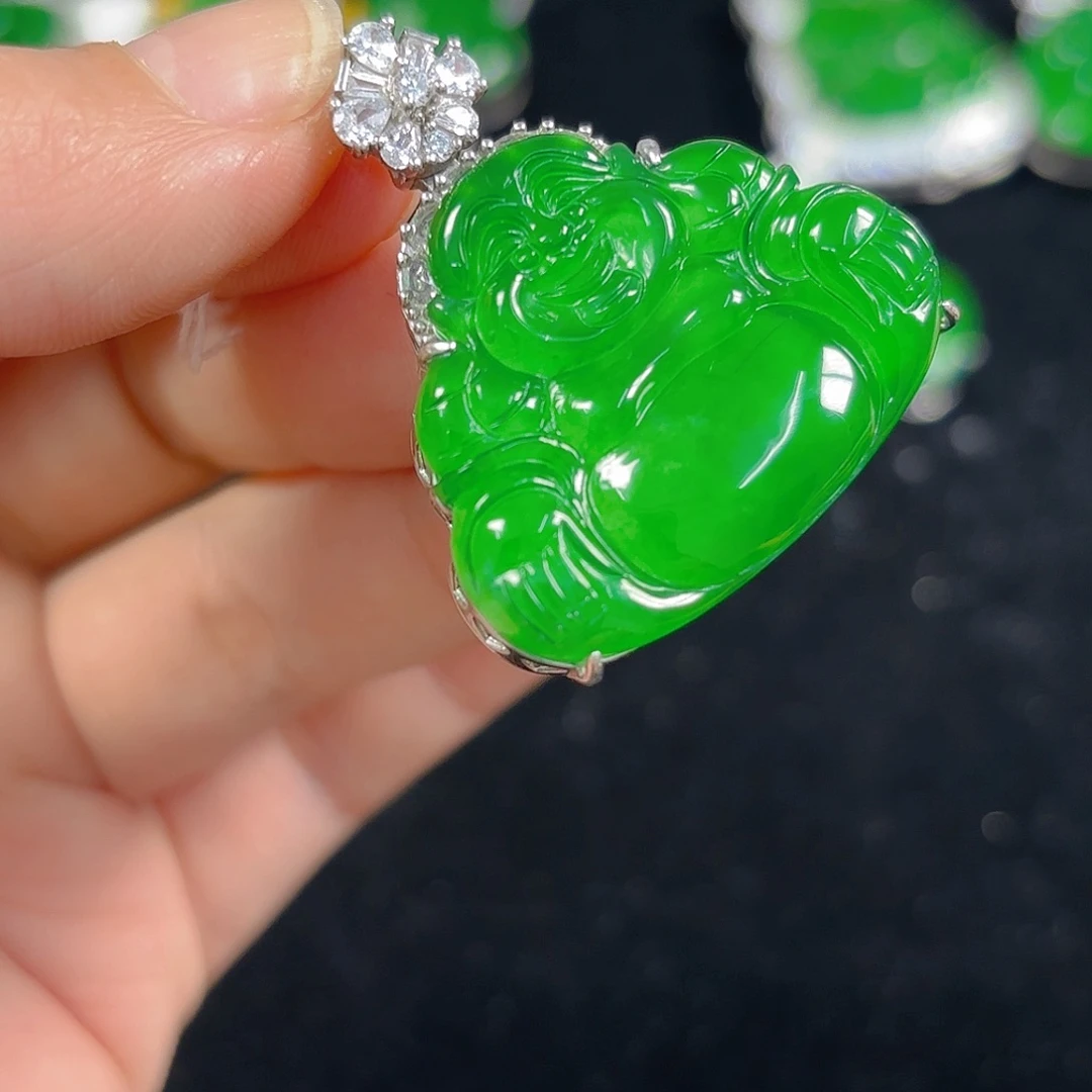 翡翠银S925镶嵌吊坠(不含链)