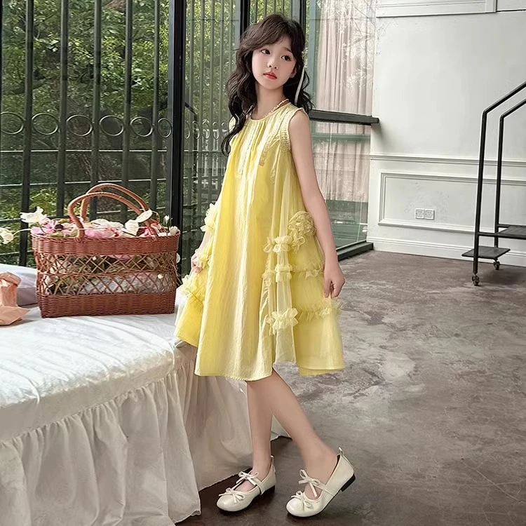 女童连衣裙夏季2025新款女大童夏装韩版公主裙儿童洋气背心裙子潮