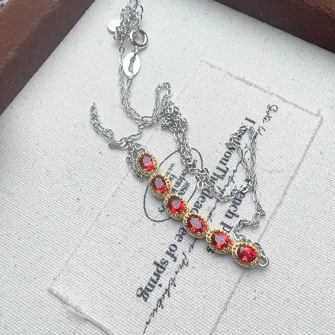 蓝宝石颈饰银S925镶嵌吊坠