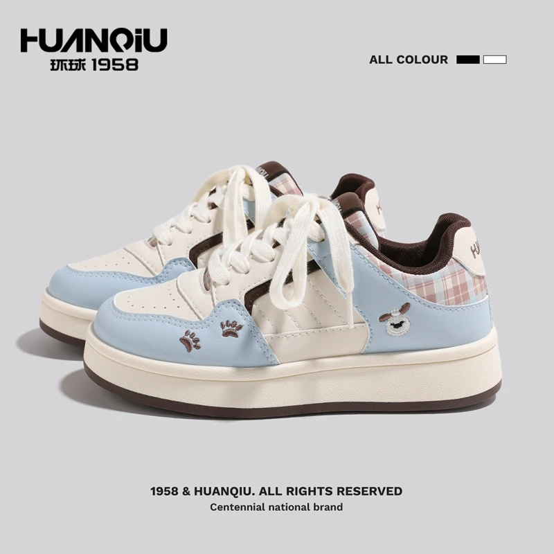 环球2025秋百搭小白鞋学生厚底软底增高板鞋女个性潮流韩版休闲鞋