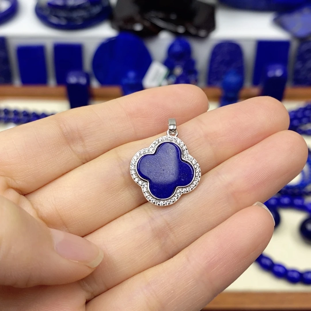 青金石颈饰银S925镶嵌柳*