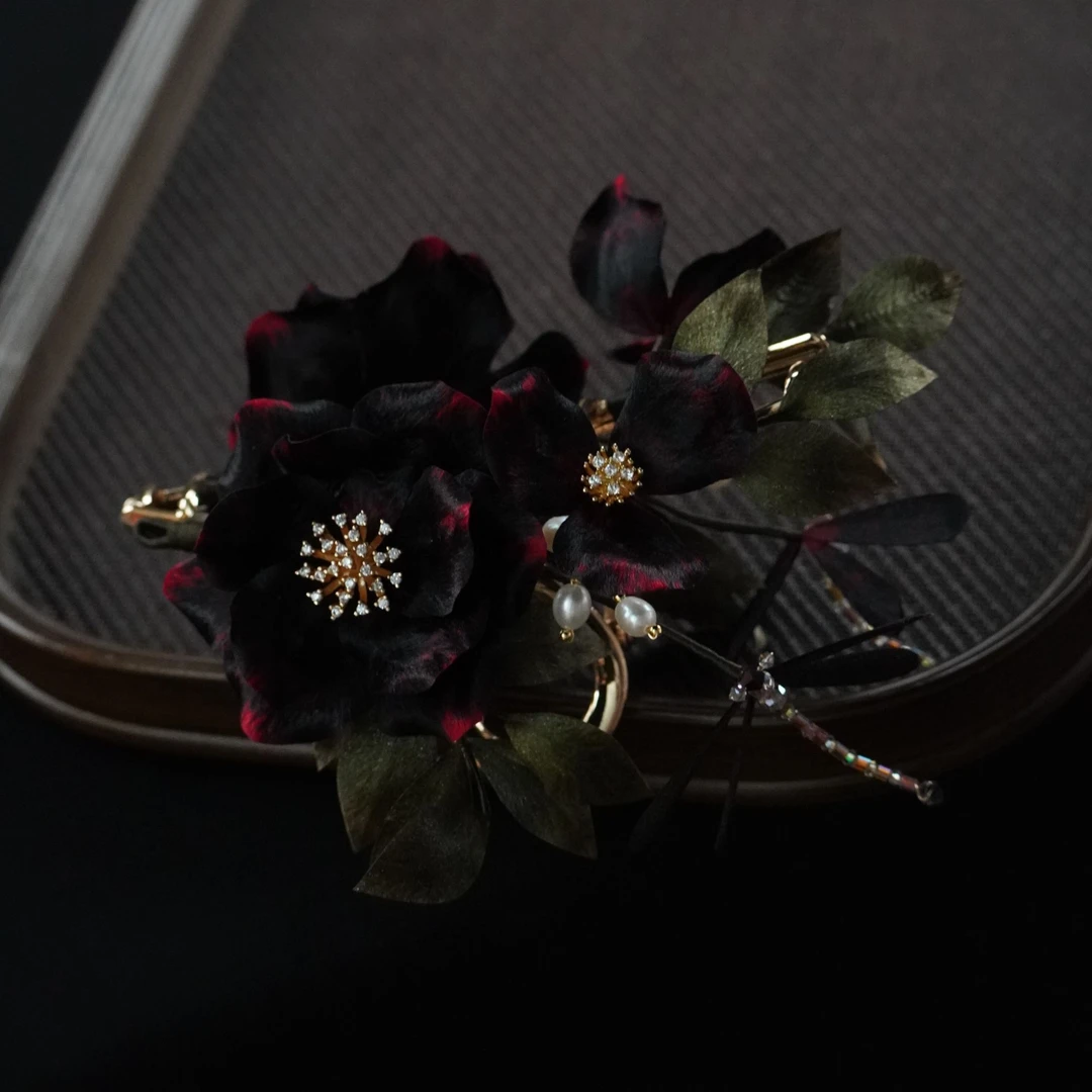 池墨简抓夹 非遗绒花南京绒花日常旗袍配饰