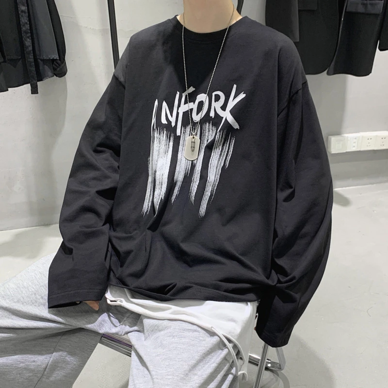 长袖港风男生卫衣服潮牌打底衫春秋季t恤百搭潮流纯棉内搭长袖ins