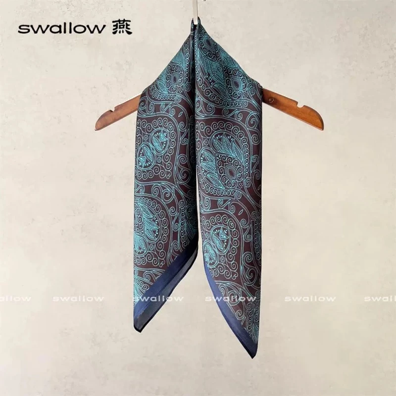 （2037）孔雀蓝丝巾方巾70*70 百搭围巾 布料