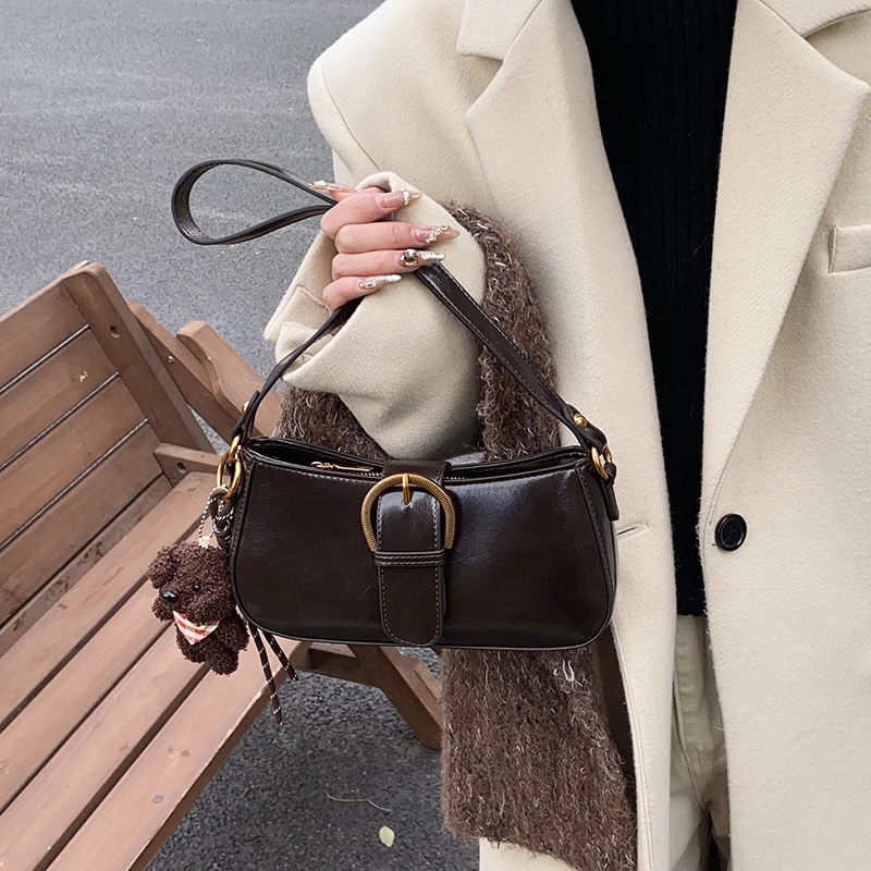 新款复古法棍包女单肩斜挎腋下包小众设计高级感-3626