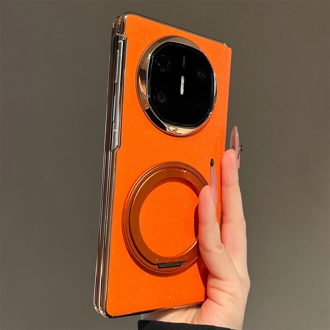 电镀金橙色闪粉满天星适用于华为MateX6典藏版折叠屏手机壳高档壳