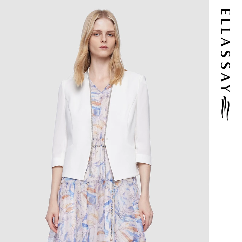 ELLASSAY歌力思2025早春流光风智性风收腰西装短外套EWD361T00500