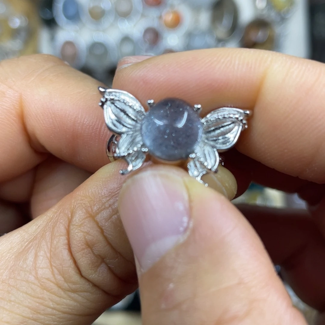 【闪购商品】银S925镶嵌珠宝半成品水晶戒指