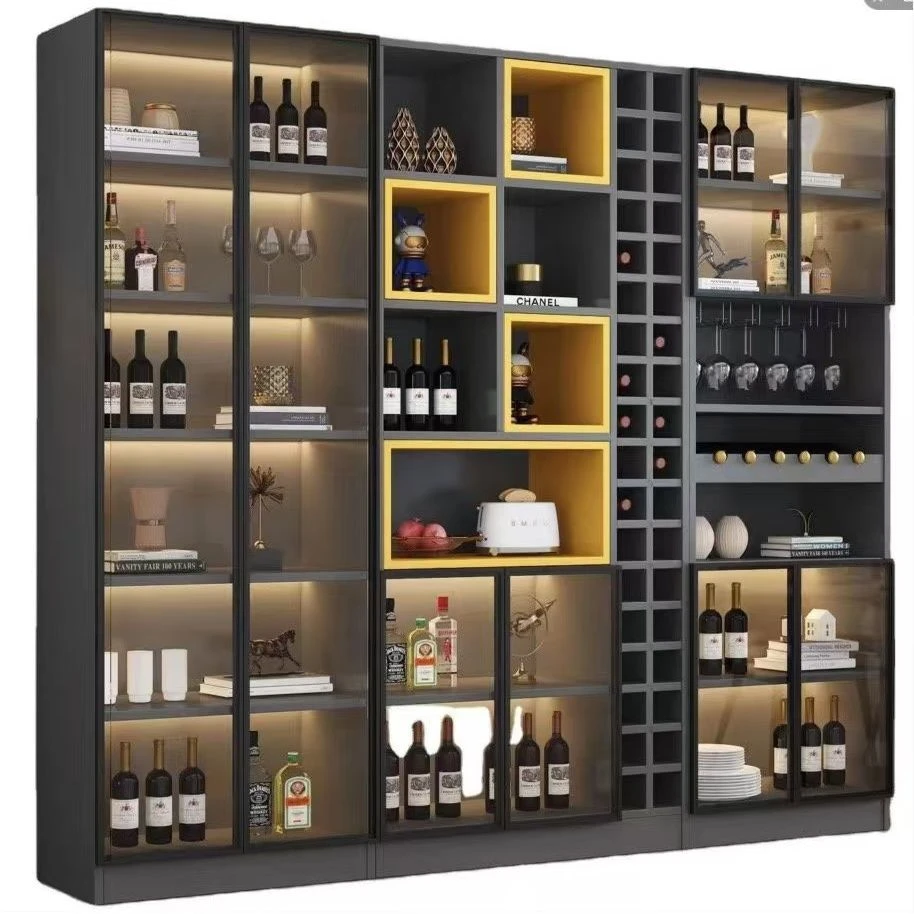 实木酒柜高柜一体靠墙现代轻奢客厅餐厅餐边柜家用茶水收纳储物柜