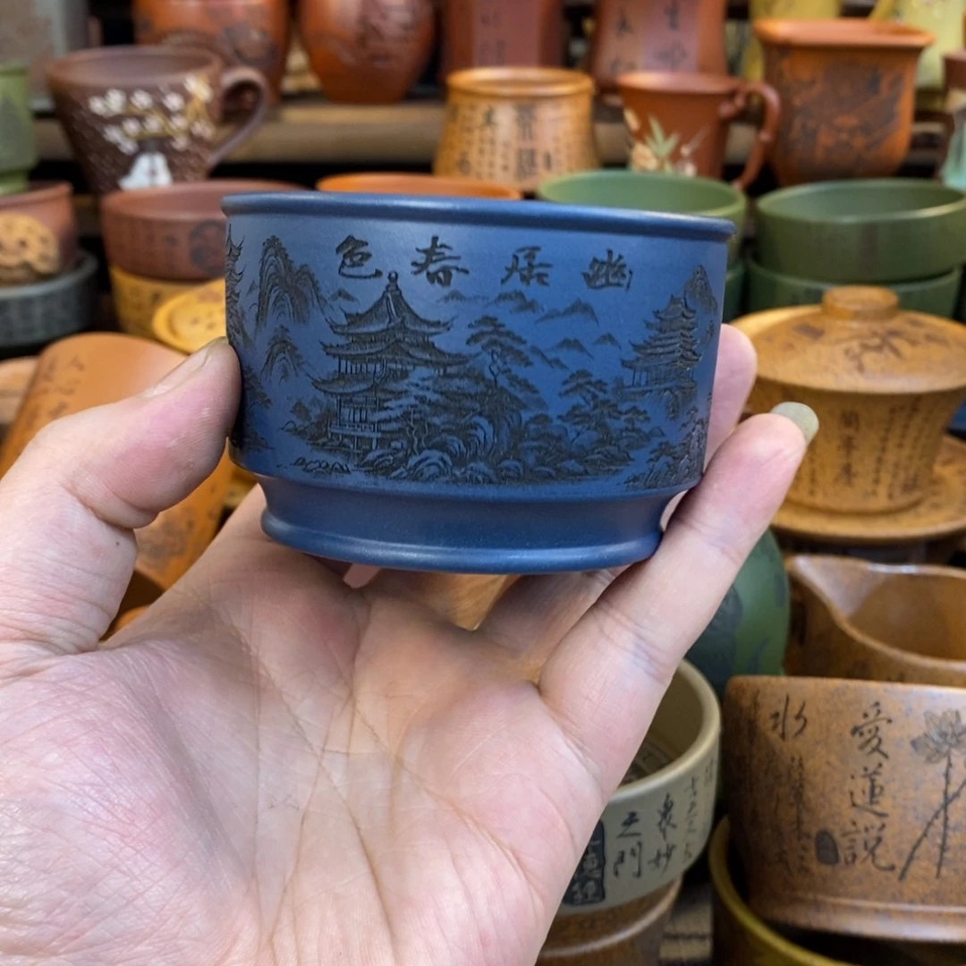 紫砂杯子宜兴全手工紫砂杯
