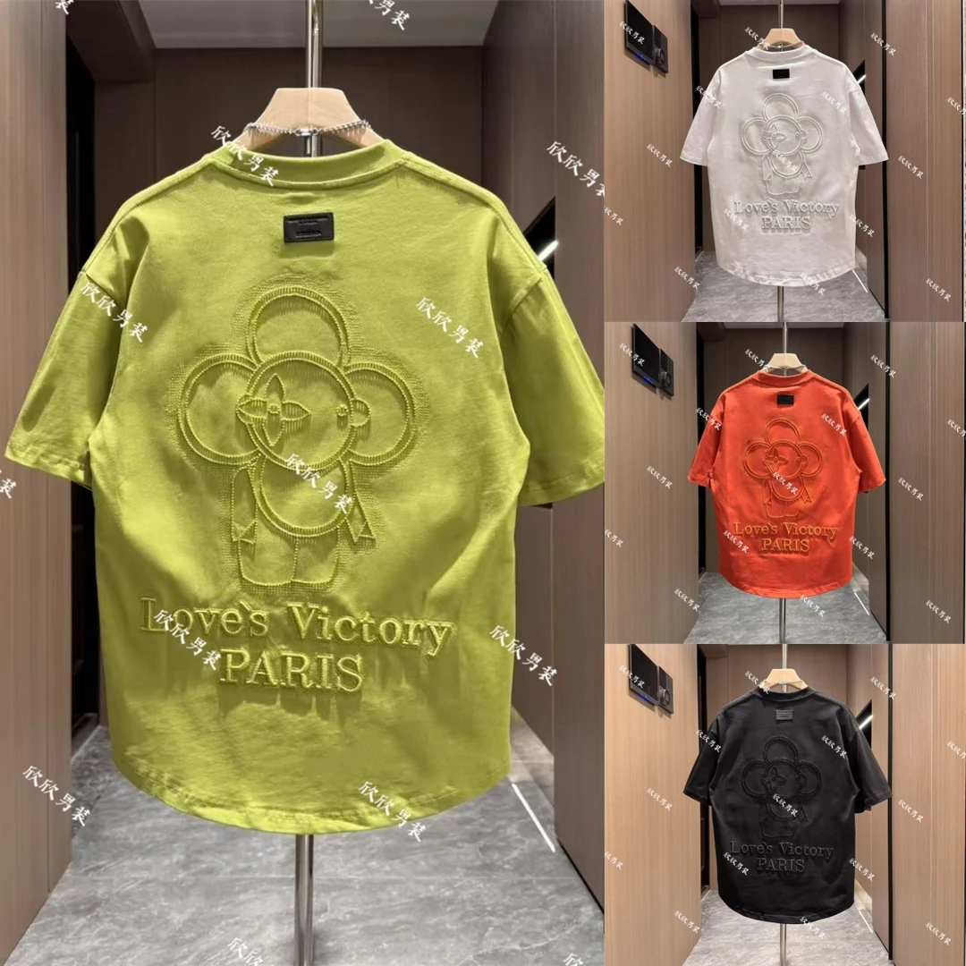 百棉纯棉潮牌刺绣痞帅时尚男士休闲短袖